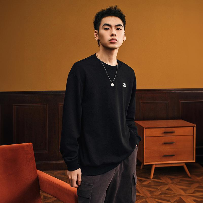 Anta Casual Fashion Trendy Sports Training Couple Knitted Sweatshirt Men sweatshirt Black 952538715-2