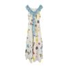 French Dopamine V-neck Floral Dress Children's Summer Vacation Style Fashion Beautiful Super Fairy Waist Dress