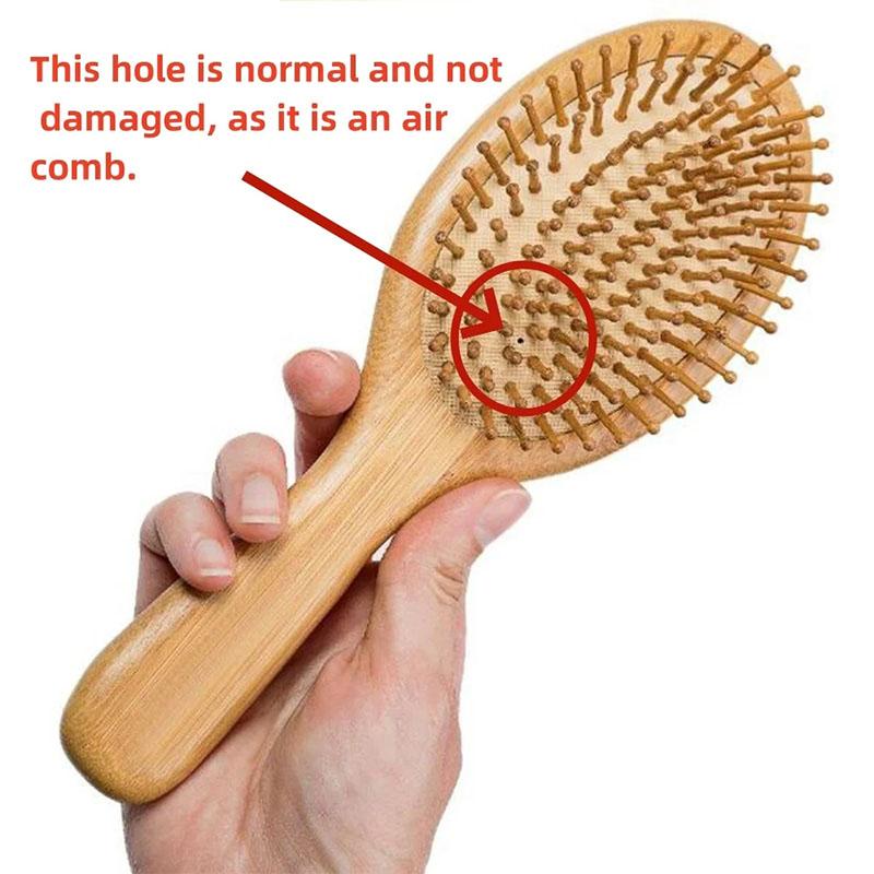 Eco Bamboo Hair Brush Nature Wooden Anti-Static Detangle Brush Hair Scalp Massage Comb Air Cushion Styling Tools for Women Men