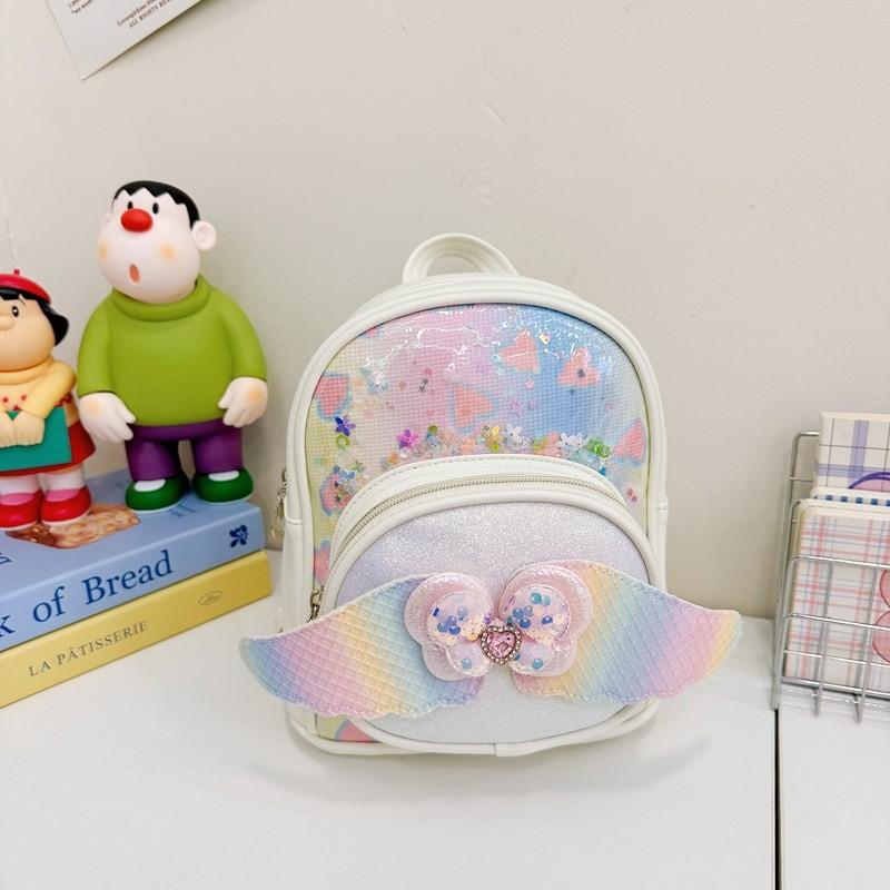 Shaped Heart Sequins Pattern Wings Backpack Children Schoolbag Fashion Gift