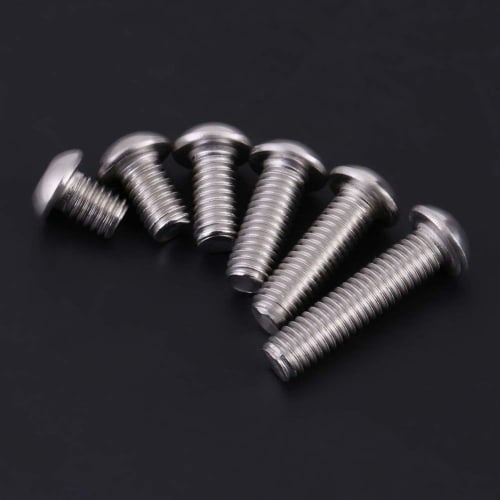 60-Piece M6 Stainless Steel Round Head Hex Socket Bolts with Plastic Case