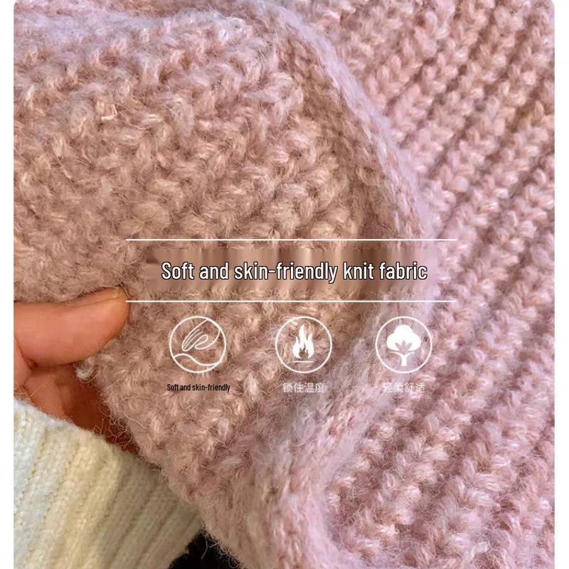 Women's Large Woolen Aviator Hat: Warm, Ear-Protecting, Loose Fit, Face-Slimming, Versatile Knitted Design for Autumn and Winter.