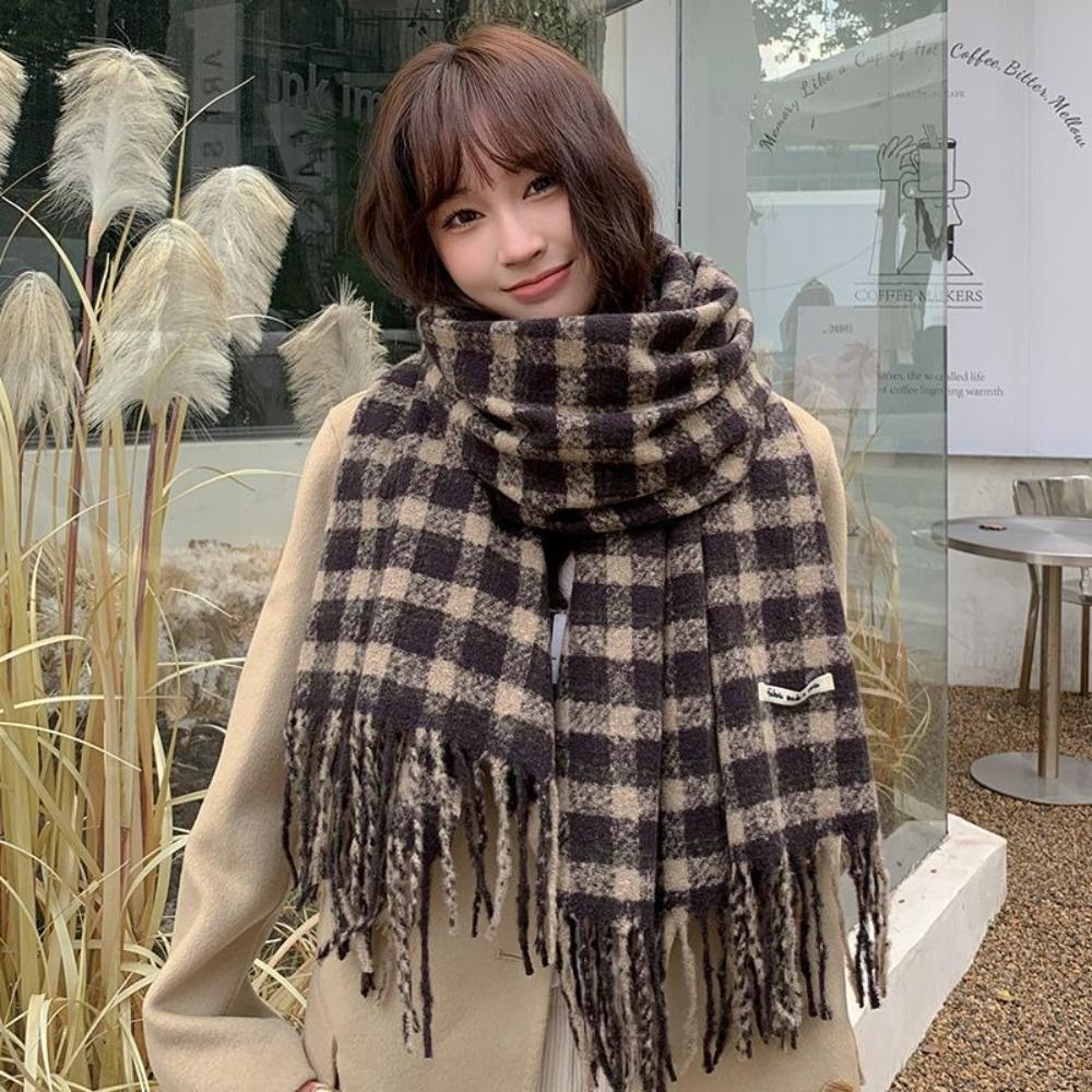 

Tassel Winter Cashmere Scarves Plush Long Shawl Elegant Cape Wraps Autumn зелёный
