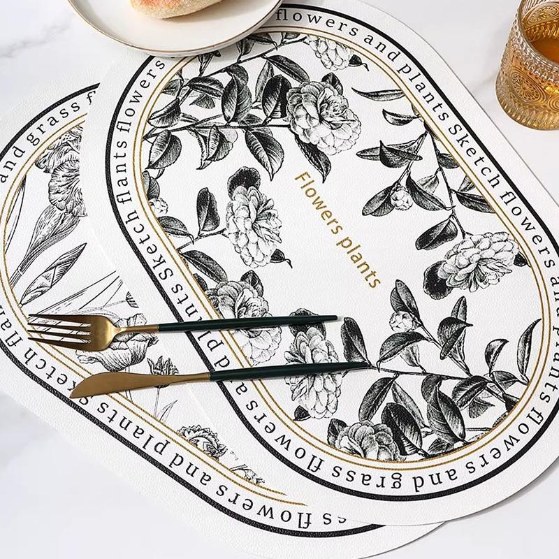 French Print Western Restaurant Heat-Insulating Mats Pu Leather Placemat Waterproof And Oil-Proof Table Mats