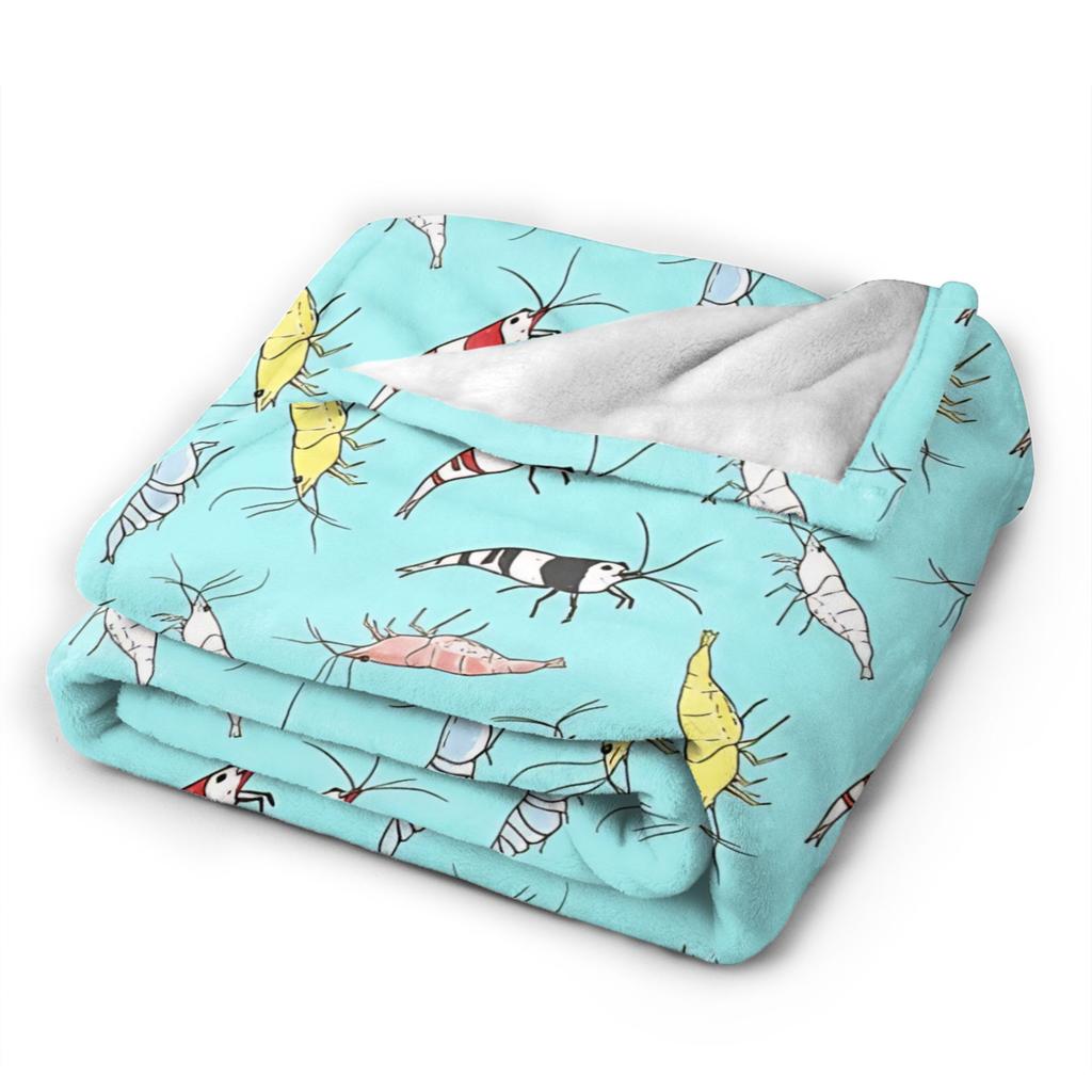 Fancy Ornamental Aquarium Shrimp Partten Blanket Fleece All Season Breathable Warm Throw Blanket for Home Outdoor Quilt