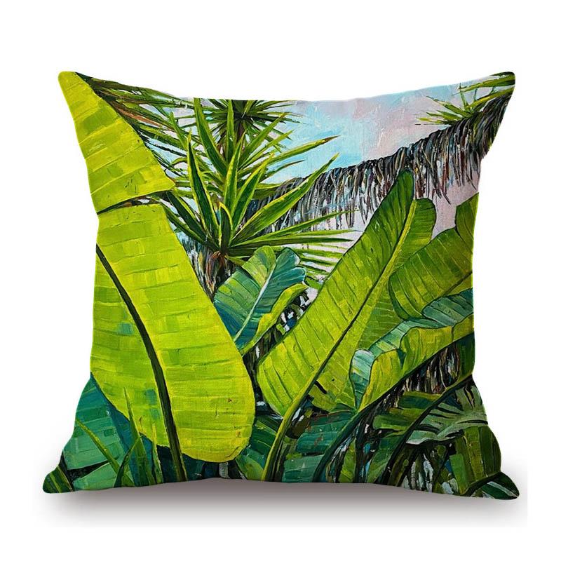 Piante Tropicali Foglie Foglie di Palma Pittura ad Olio Decorazione per la Casa Arte Cuscino da Divano Federa Cotone Lino Floreale Copricuscino