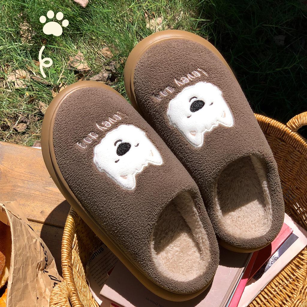 Winter Women Home Slippers Plush Warm Thick Bottom Slides Breathable Soft Non-slip Slippers Indoor Outdoor Men Casual Slippers