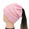 Women's New Autumn/Winter Ponytail Beanie - Solid Color Stretch Knitted Crochet Hat Warm Lady Beanies Cap for Cold Weather