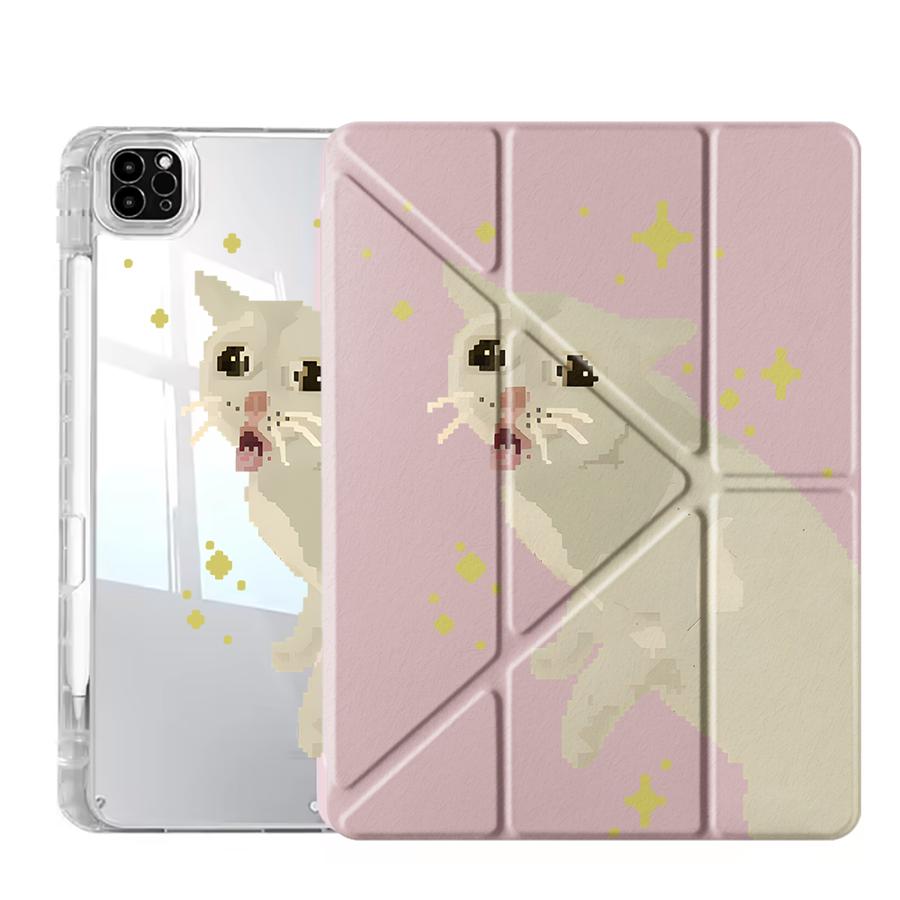 Tablet Case For iPad Mini 6 7 Pro 11th 10th 9th 8th 7th 12.9inch Pro 2025 Air 4 5 M3 M2 1 2 M4 11inch Y-Fold Holder Cover Cat