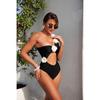 Sexy One Shoulder Swimwear Women 3D Flower Hollow Out Backless One Piece Swimsuit Black White Bathing Suit Holiday