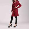 Womens Winter Lapel Double-Breasted SlimLong Trench Coat Overcoat 