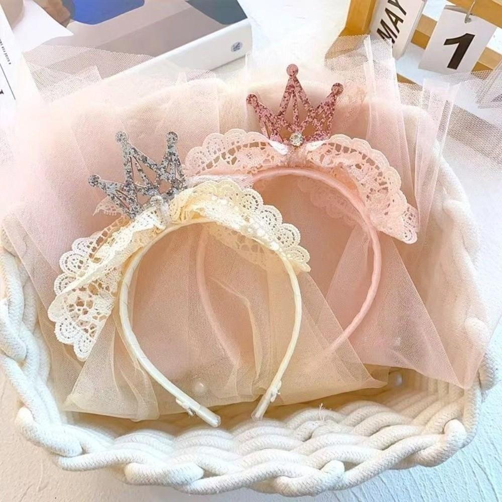 Gauze Happy Birthday Headband Mesh Girls Hair Hoop Creative Birthday Hairband  Children