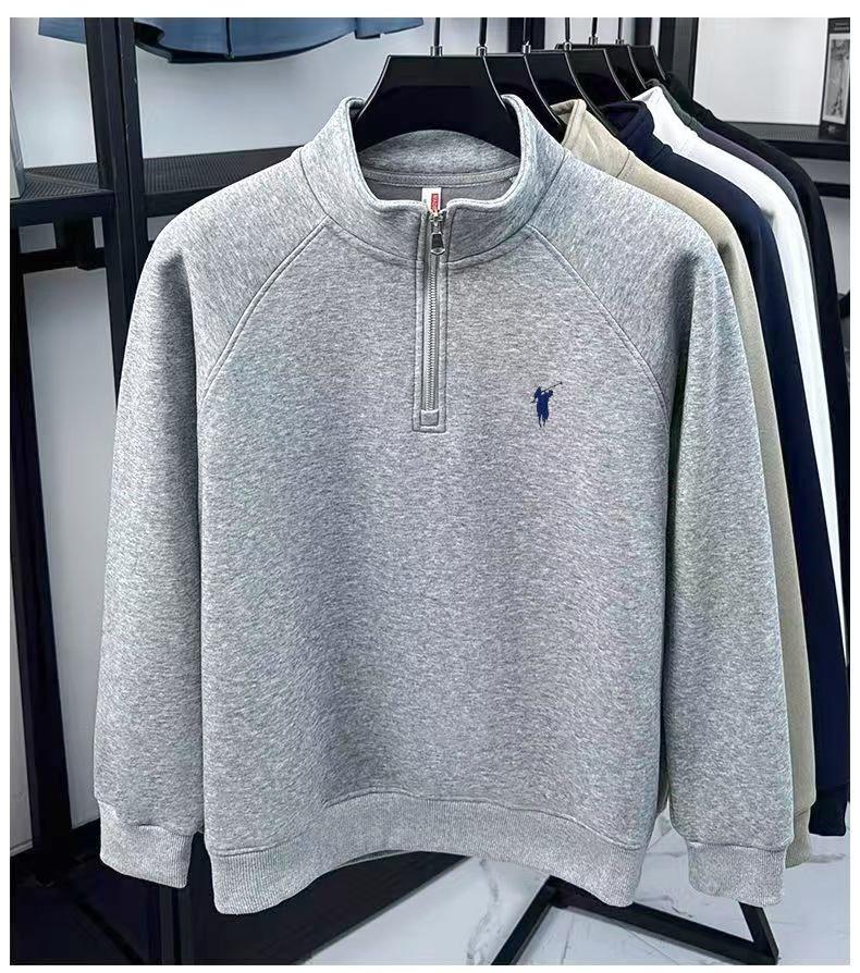 Herren Freizeit-Baumwoll-Hoodie mit halbem Reißverschluss und Stehkragen, Hochwertiges Gefühl, Herbst-/Winterkollektion