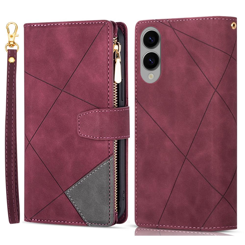 For Samsung Galaxy S25 Edge Wallet Case Color Splicing Leather Phone Cover with Stand
