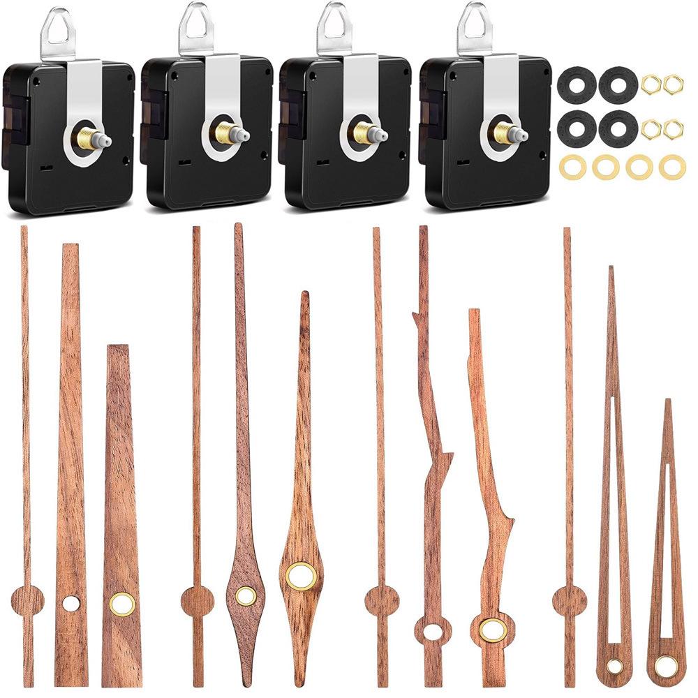 Silent DIY Cross-Border Long Shaft Clock Movement with Walnut Wood Hands - 4 Styles Available