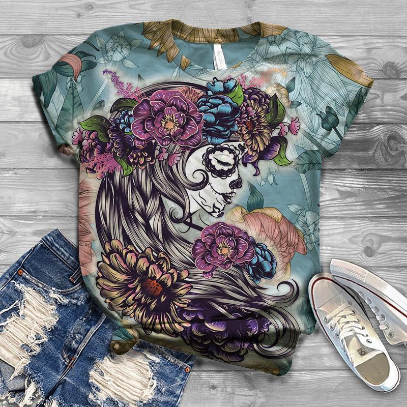 Uformell Kortermet Trykket Moteriktig Oversized 3D Topp Mønster T-skjorte for Menn Komfortabel Sommer Rund Hals