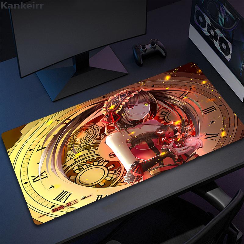 Anime Girl Tokisaki Kurumi Mouse Pad Cartoon Lockedge Large Gaming Pad Computer Gamer Keyboard Desk Mat Mousepad for PC Deskmat