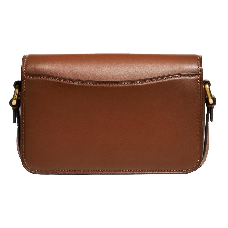 New COACH Studio Tanned Leather Small Square Bag, Crossbody Bag Trumpets Women's Saddle C8078-B4L4A