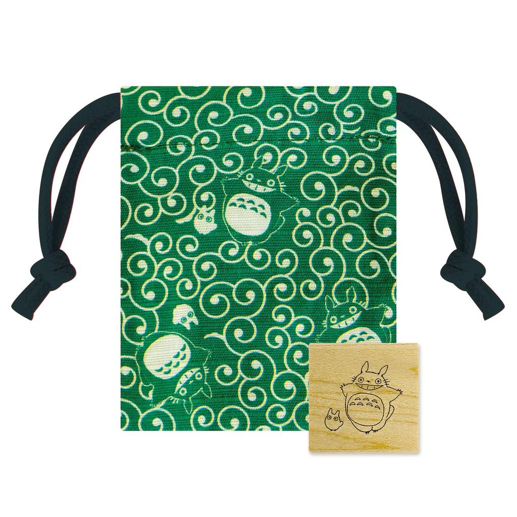 Beverly Ghibli Totoro Stamp Drawstring Purse Stamp Totoro and Arabesque Pattern TSW-175