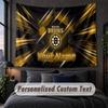 Brugerdefineret Navnetekst Vægtæppe, Boston Bruins Dekorativ Væghængning, Baggrundsvægtæppe til Hjemmet Soveværelse