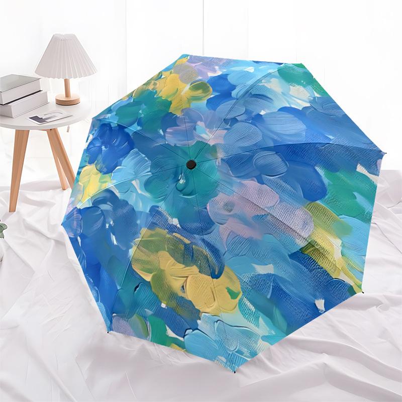 1pc Abstract Painting Automatic Open/Close Folding Umbrella - Compact 8-Rib Design, Daily Use, Perfect Gift for Friends & Family yy260327075