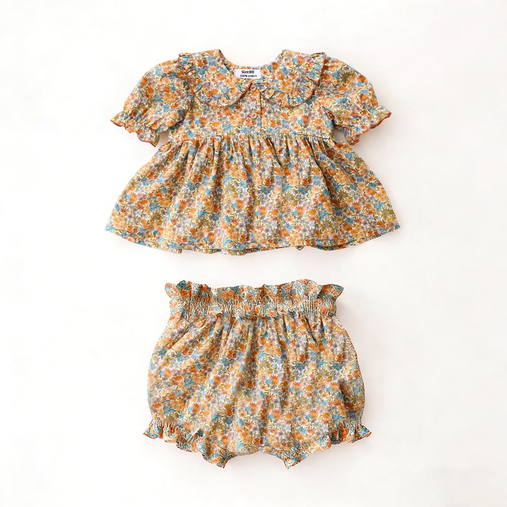 Summer Baby Girl Clothing Suit Cute Floral Cotton Blouse + Shorts Toddler Girl Outfits