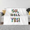 Hell Yes Hot Sale Printing High Qiality Warm Flannel Blanket Typography Vector Pattern Memphis Design Black White Yellow Blue