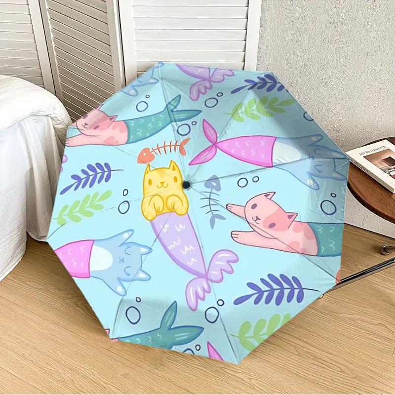 1pc Mermaid Cats Automatic Open/Close Umbrella, Formal Events - Ideal Gift for Family or Friends, Outdoor Accessory yy251211136