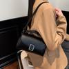 Lychee Pattern Metal Square Buckle Handbag Women's Shoulder Bag