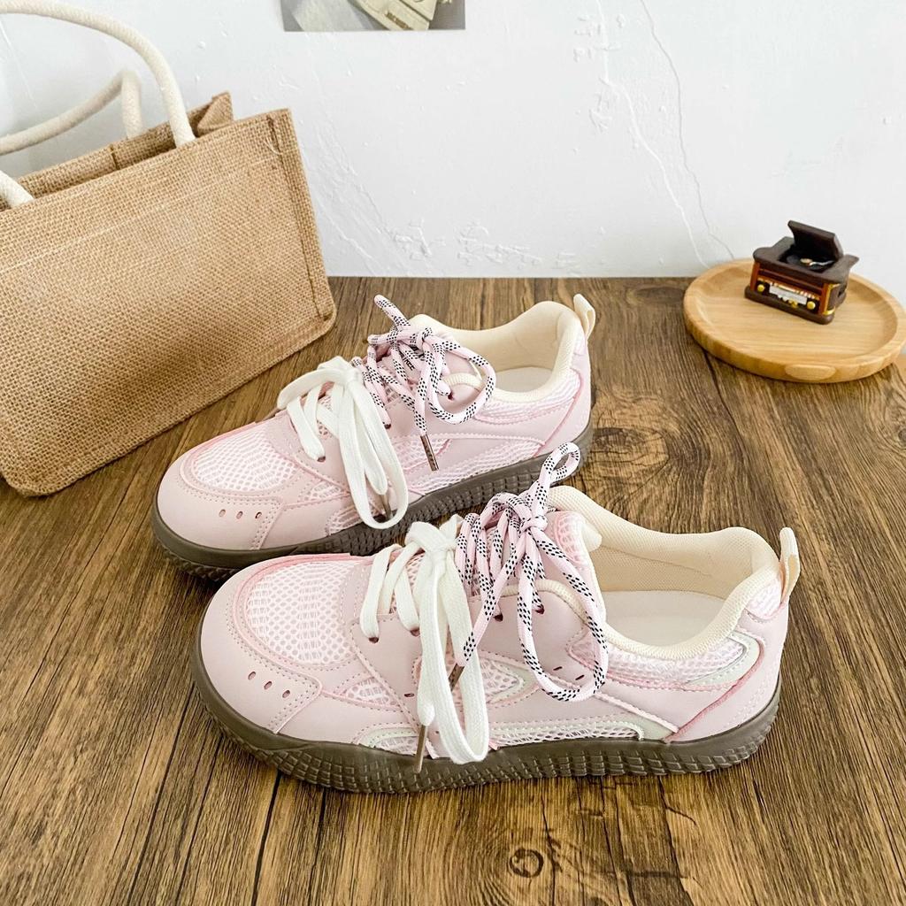 2025 spring new little white shoes mesh breathable sports and leisure board shoes fashion versatile non-slip German training shoes women