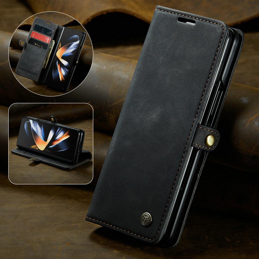 CaseMe Luxury Crazy Horse Design Kickstand Flip Leather Wallet Cover for Samsung for Galaxy Z Fold 4 Business Style Mobile Phone