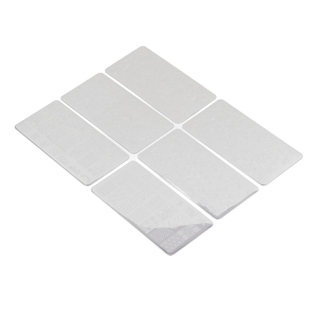 6pcs Nail Art Stamping Plates Kit Stainless Steel Plates Fingernails Template Stencil Stamps