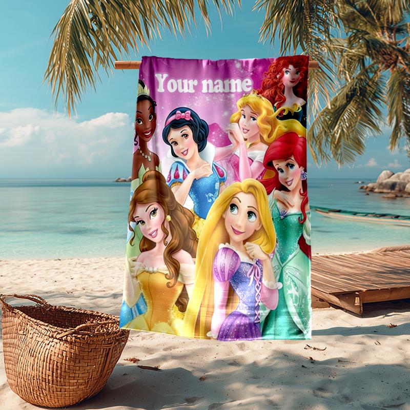 Custom Name Ultra-Soft Beach Towel with Princess Theme,Ideal for Pool - Camping, Diving - Perfect Travel Essential, Vibrant Beach Towel.