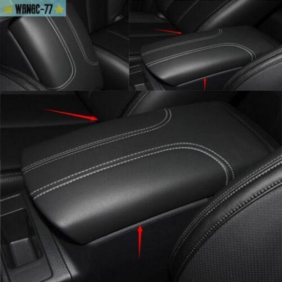 For Nissan Rogue 2017- Black Leather Central Console Armrest Box Cover Trim