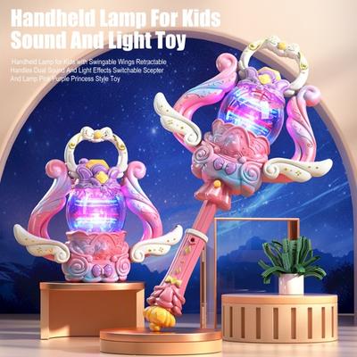 Kids Handheld Lamp Swingable Wings Retractable Handles Dual Sound Light Effects Switchable Scepter Lamp Princess
