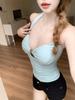 #Summer New Spice Girl Style Metal Buckle Neck Vest Slim One-piece Chest Pad Versatile Top