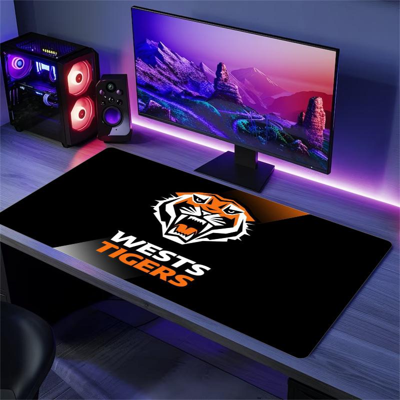 Wests Tigers Mouse Pad, Large Gaming Desk Mat, Non-slip XXL Mousepad for Laptop & Tablet, Mini PC Playmat with Stitched Edges