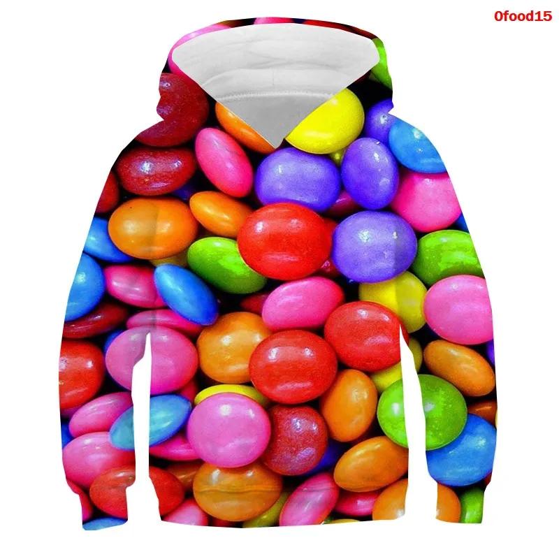 Frühling Herbst Popcorn Hoodies Kinder Macaron Print Jungen Mädchen Trainingsanzug Pommes Süßigkeiten Lustige Kleidung Obst 3D Druck Pullover Kinder Sweatshirts