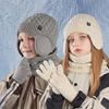 3Pcs/Set Earflap Winter Pullover Hat Coldproof Ear Protection Caps Hat Scarf Gloves Set Boy/Girl