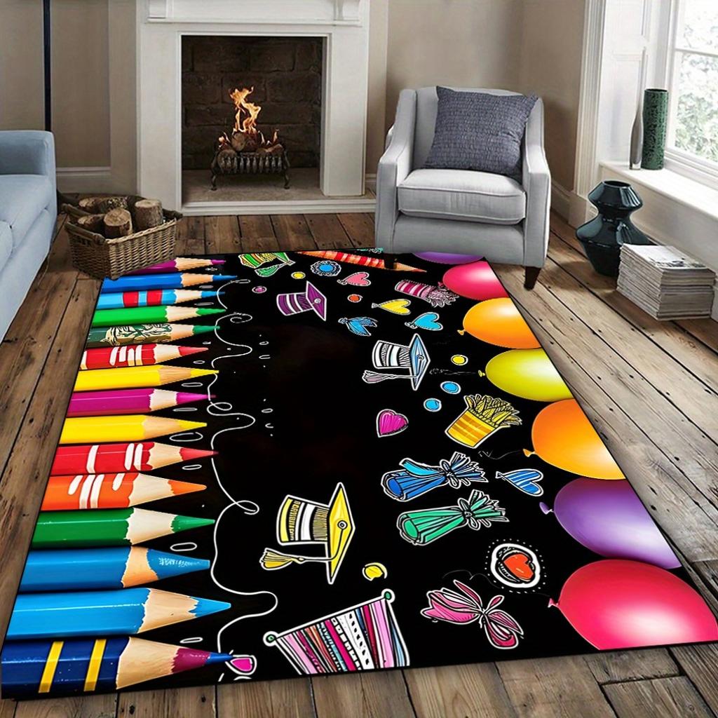 Washable Crayon Rug Large Crayon Pattern Christmas Decor Bedroom Kitchen Dining Room Office Farmhouse Stylish Home Decor Outdoor