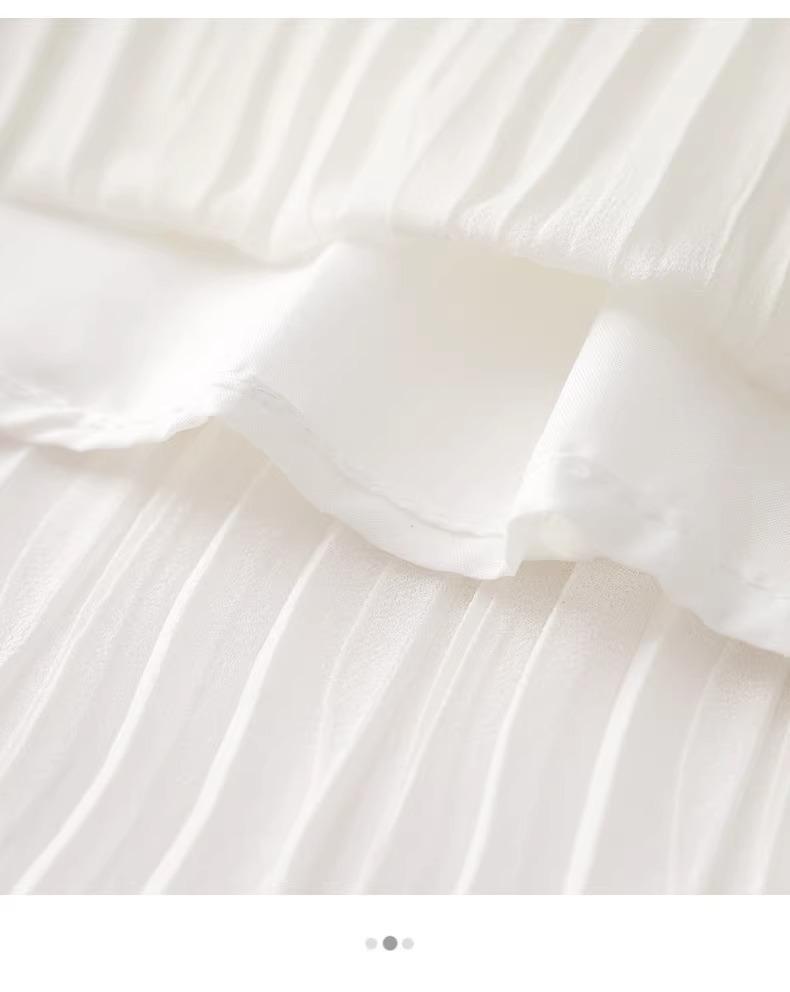 Women's White A-Line Mid-Length Fluffy Skirt - 2025 Summer Collection