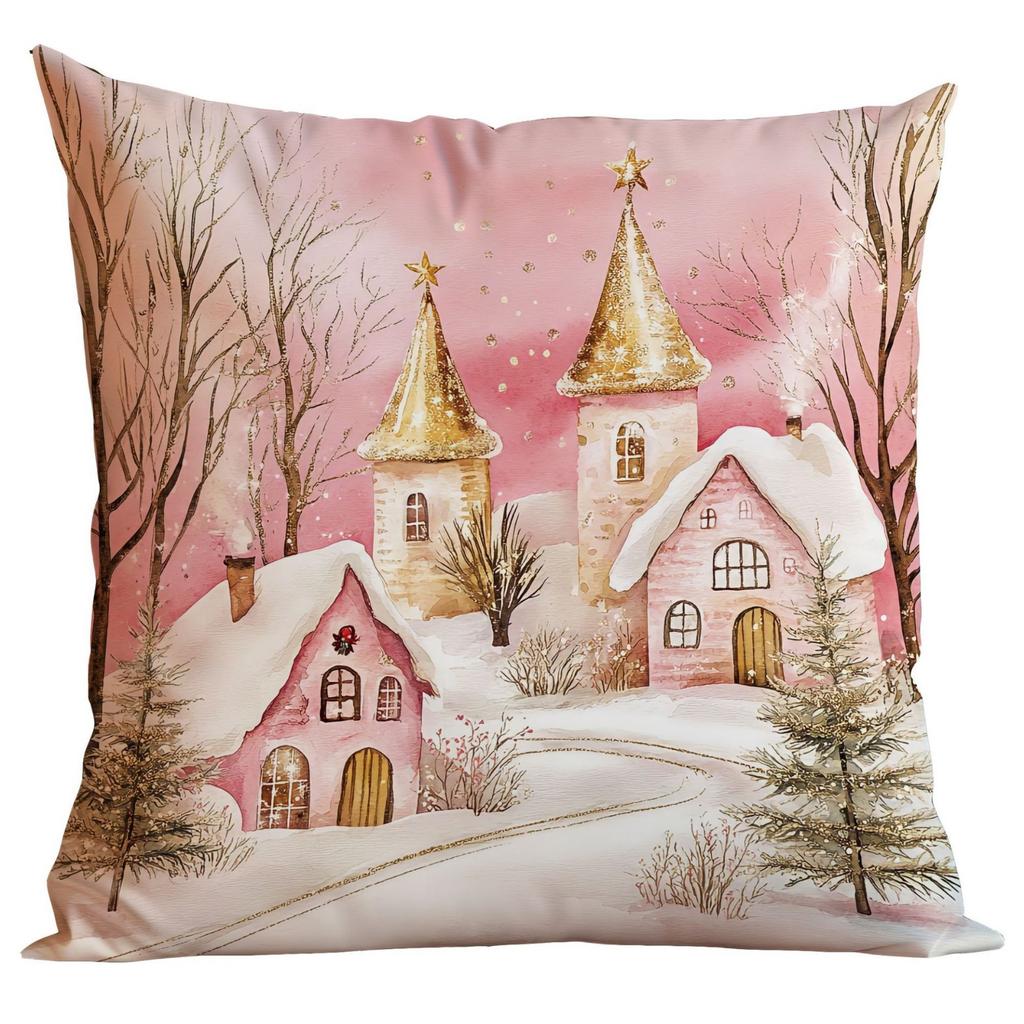 New Christmas Pillowcase Pink and Gold Fantasy Christmas Holiday Home Sofa Decoration Pillow Cushion