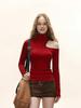 Retro Hong Kong Style Off-Shoulder High Neck Top - 260g Cotton Modal, Slimming Fit.