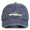 Unisex Shark Embroidery Wash Baseball Cap Spring and Autumn Outdoor Adjustable Sunscreen Hat