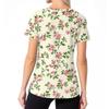 Women's Floral Print V Neck Medical Scrub Top with Side Slits Short Sleeve Professional Nurse Uniform Shirt for Healthcare Workers