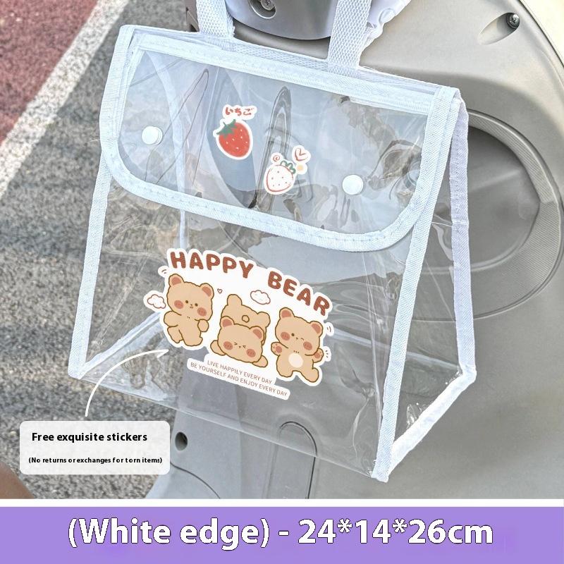 

Водонепроницаемая передняя подвесная сумка для электромобиля, прозрачный ПВХ, карман для хранения мотоцикла, сумка для хранения во время езды белый