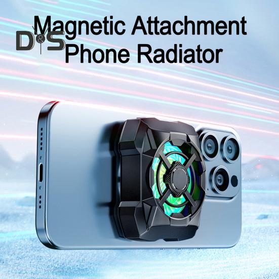 Rechargeable Phone Radiator Low-Noise Wireless Magnetic 3 Speeds Adjustable Gaming Phone Cooling Fan with LED Lights
