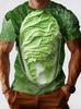 Le T-shirt d'été pour homme imprimé en 3D de grande taille au motif intéressant Choux et Laitues est adapté au port quotidien