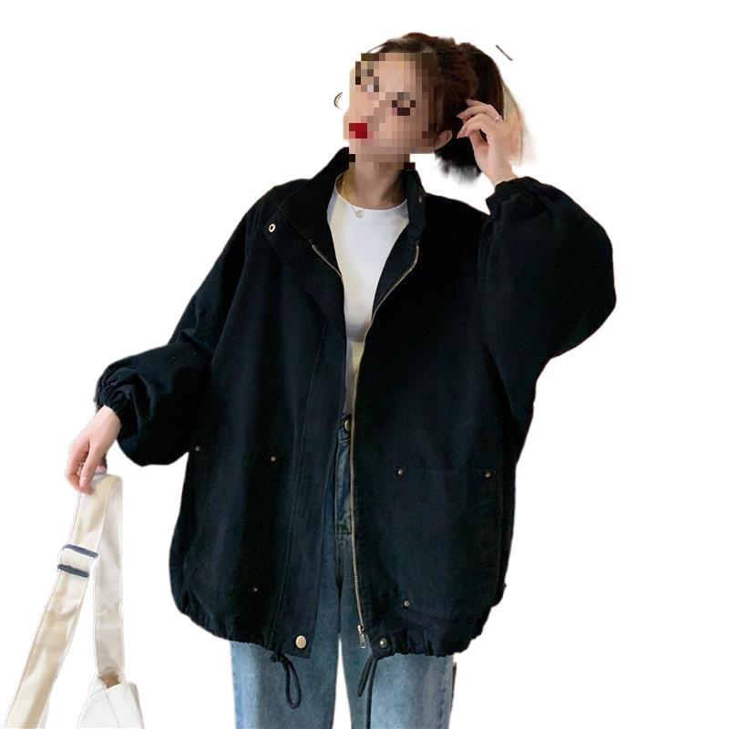 Korean Style Mid-Length Drawstring Zipper Jacket - Spring/Autumn 2025 Women's Long Sleeve Workwear