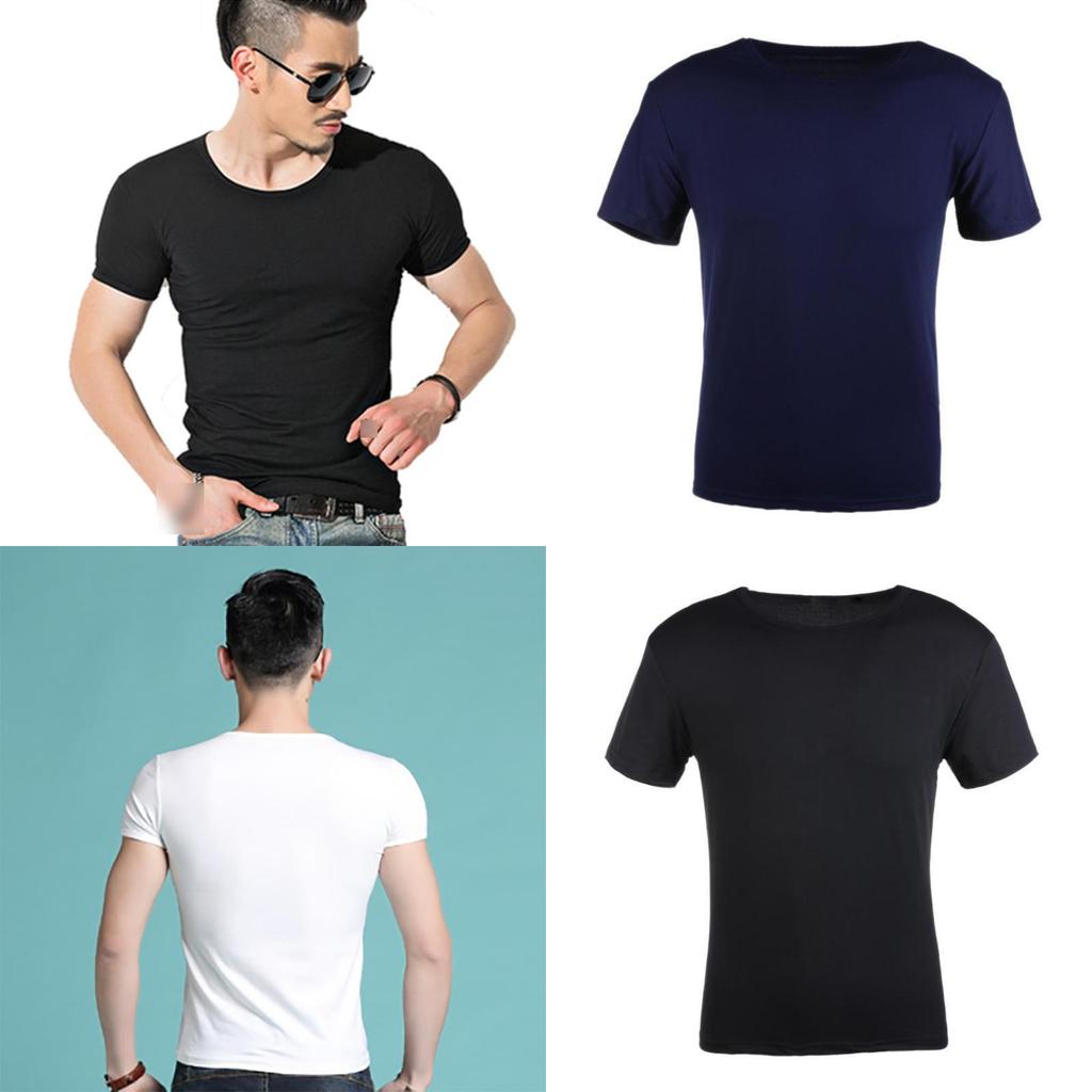 Men's Summer Casual Fashion Solid Color O-neck T-shirt With Short Sleeves
